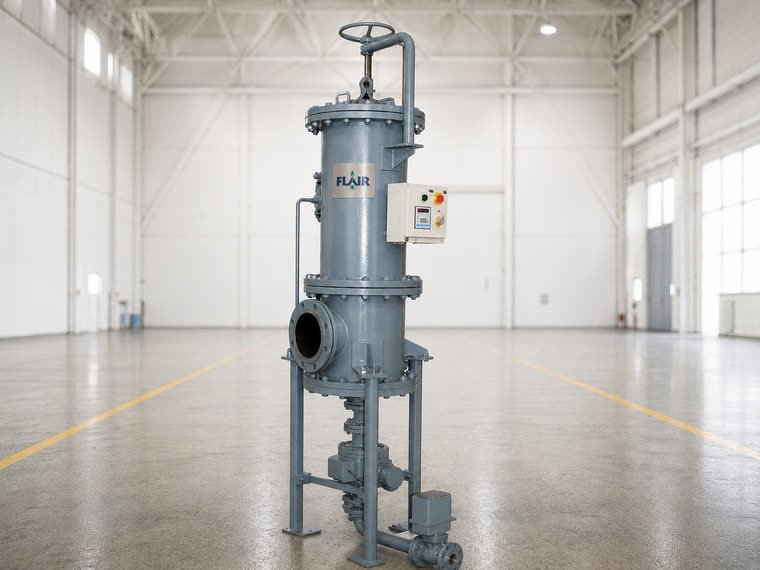 Flair automatic backwash filter installed on a process line