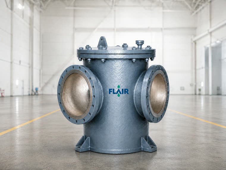 Flair basket filter installed on a process line